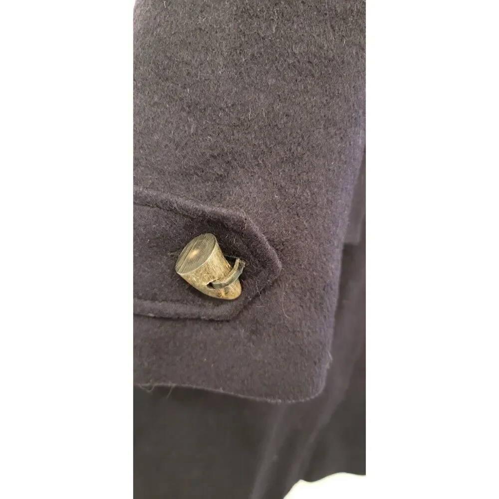 Burberry Wool Duffle Coat Toggle Fasts Gloverall English Old Money Navy Sz. 8/S - Picture 3 of 14